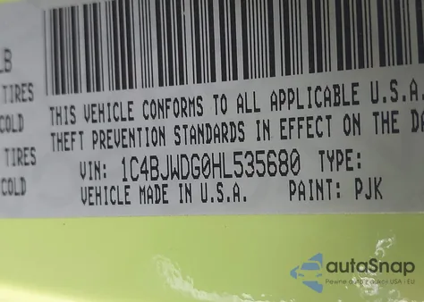 2017 Jeep Wrangler Unlimited Sport z USA, uszkodzony, nr VIN 1C4BJWDG0HL535680